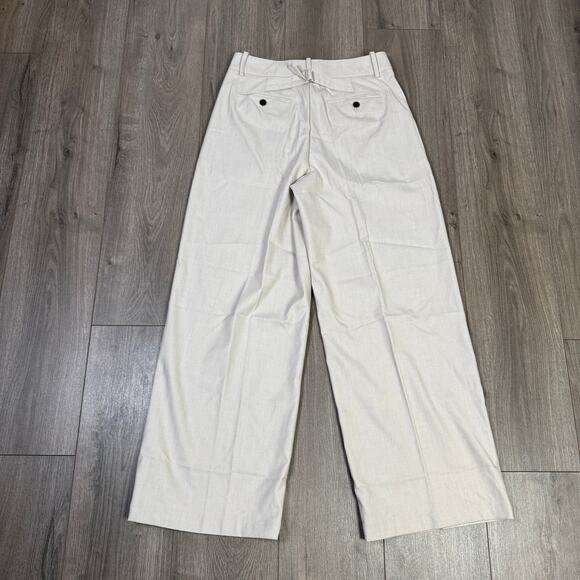 Madewell Harlow Wide-Leg Trouser 4 Pebble Stone Brushed Twill Pleated Slider Tab - Picture 7 of 10